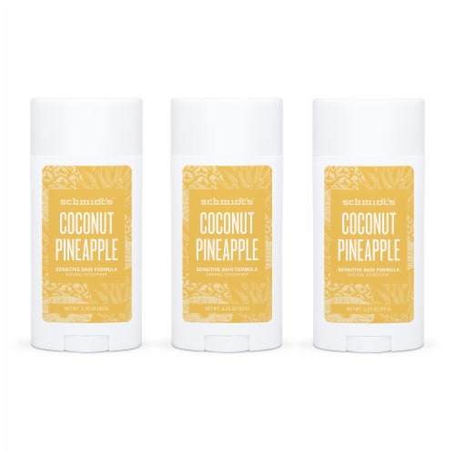 Schmidt's Aluminum-Free 24-Hour Coconut & Pineapple Sensitive Skin Vegan Natural Deodorant Stick Perspective: front