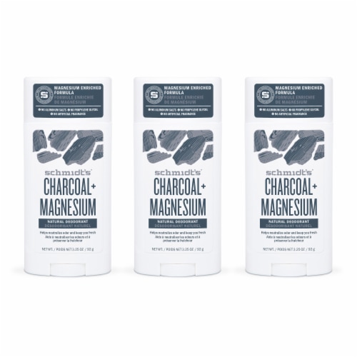 Schmidt's Aluminum-Free 24-Hour Odor Protection Charcoal & Magnesium Vegan Natural Deodorant Stick Perspective: front