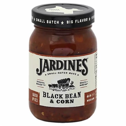 Jardines  Black Bean & Corn Meduim Gluten Free Salsa, 16oz (Pack of 6) Perspective: front