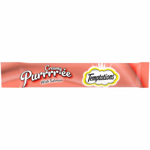 Temptations Creamy Purrree Salmon Cat Treat Pouches Perspective: front