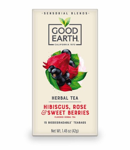 Good Earth Hibiscus, Rose & Sweet Berries Tea(15 Tea Bags Pack of 5) Perspective: front