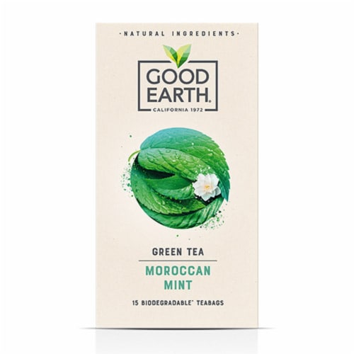 Good Earth Green Tea Moroccan Mint (15 Tea Bags Pack of 6) Perspective: front