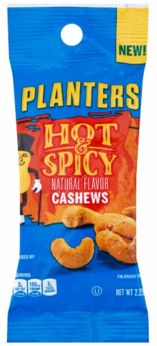 Planters Hot N Spicy Cashews Snack Nuts, 2.25 Ounce Tube -- 30 per case. Perspective: front