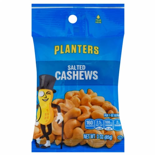 Planters Salted Cashew Big Bag Each 1.99,  3 Ounce --12 Case Perspective: front