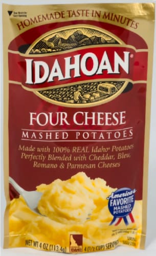 Idahoan Four Cheese Mashed Potatoes Case Sale Perspective: front