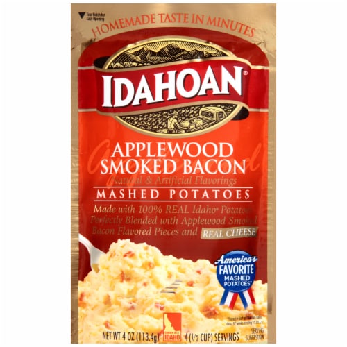 Idahoan Applewood Smoked Bacon Mashed Potatoes Case Sale Perspective: front