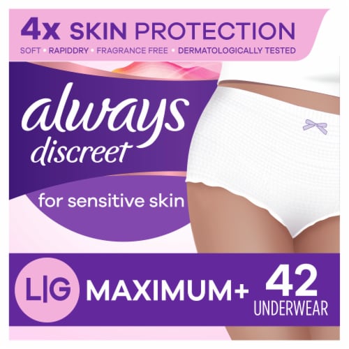 Always Discreet Large Maximum+ Women's Incontinence Underwear for Sensitive Skin Perspective: front