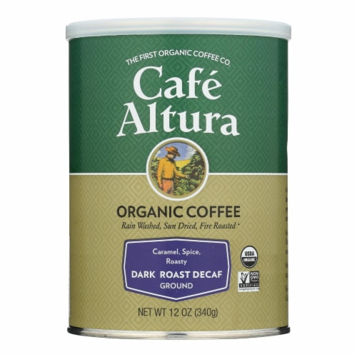 Cafe Altura Dark Roast Ground Decaf Organic  - Case of 6 - 12 OZ Perspective: front