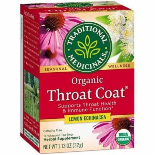 Traditional Medicinals Organic  Throat Coat Caffeine Free, 1.13.oz (Pack of 6) Perspective: front