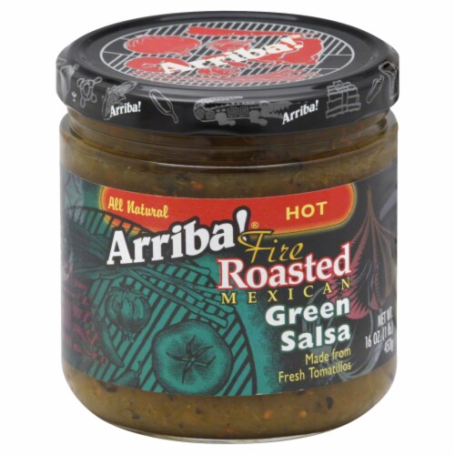 Arriba Salsa Hot Green, 16 OZ (Pack of 6) Perspective: front
