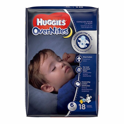 Huggies OverNites Baby Diapers, Size 6 (35+ lbs) Perspective: front