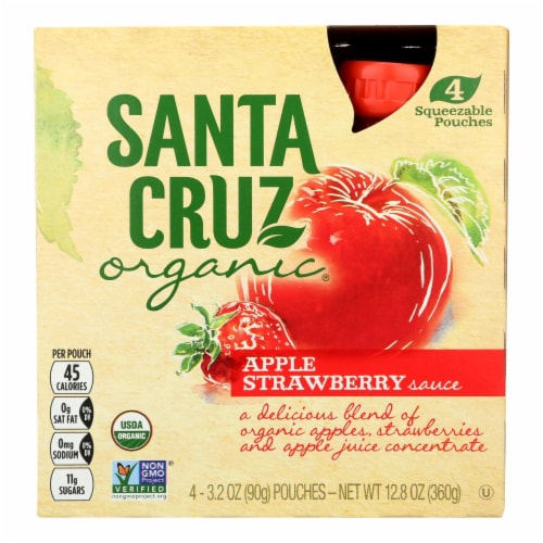 Santa Cruz Organic Apple Sauce - Strawberry - Case of 6 - 3.2 oz. Perspective: front