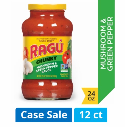 Ragu® Chunky Mushroom & Green Pepper Pasta Sauce Case Sale Perspective: front