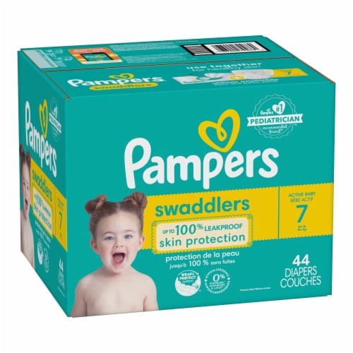 Pampers SWADDLERS Diapers Active Baby 4.5X 7/Giant Plus Perspective: front