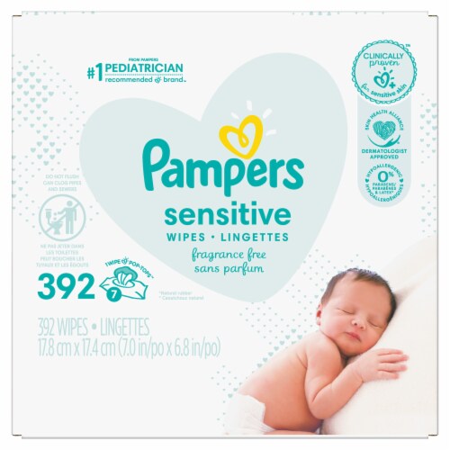 Pampers Sensitive Perfume Free Baby Wipes Perspective: front