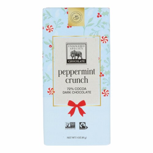 Endangered Species Chocolate Peppermint Crunch Dark Chocolate Bar With Ours Perspective: front