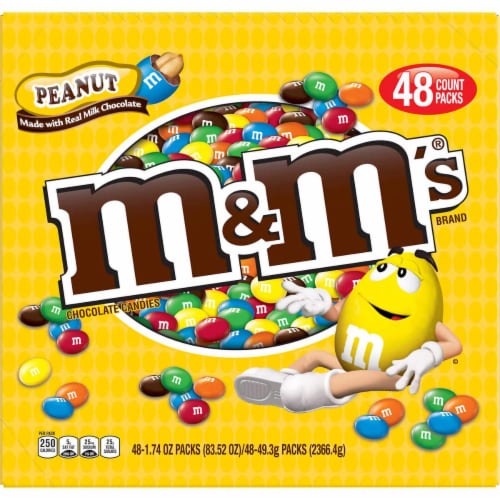 M&M's Chocolate Candies, Peanut, 1.74 oz. Bags (case of 48) Perspective: front