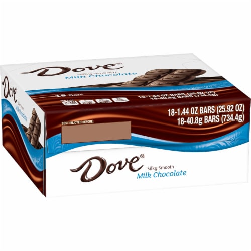 Dove, Silky Smooth Milk Chocolate, 1.44 Oz Bars (Case of 18) Perspective: front