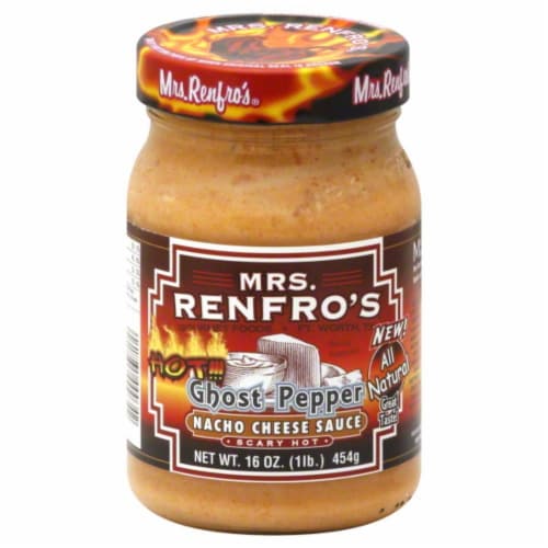 Mrs. Renfro's Hot Ghost Pepper Nacho Cheese Sauce, 16oz (Pack of 6) Perspective: front