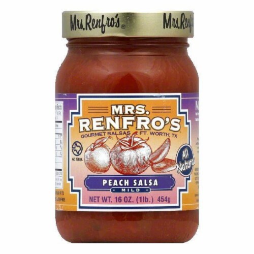 Mrs. Renfro's Salsa Peach Gourmet, 16 OZ (Pack of 6) Perspective: front