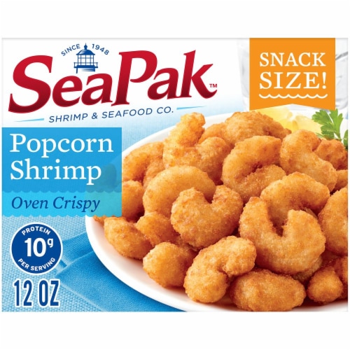 SeaPak Popcorn Shrimp with Oven Crispy Breading, Delicious Seafood, Case of 8 boxes, 12 oz Perspective: front