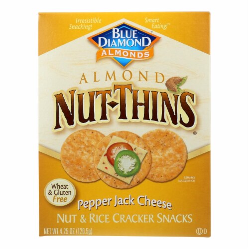 Blue Diamond Pepper Jack Cheese Almond Nut Thins Perspective: front