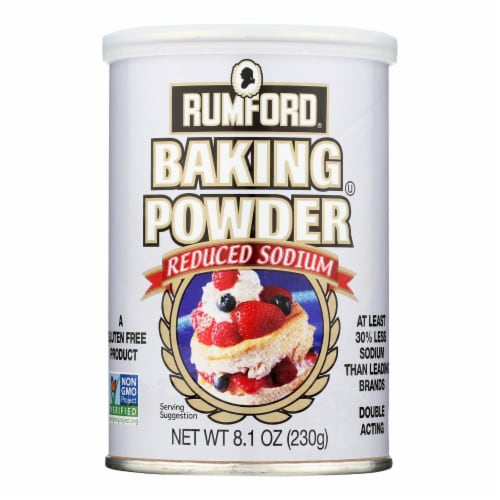Rumford Baking Powder - Reduced Sodium - Case of 12 - 8.1 oz. Perspective: front