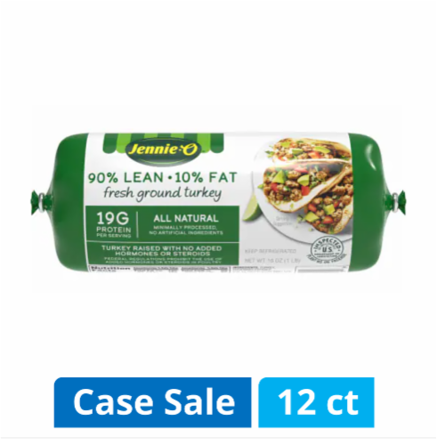 Jennie-O® All-Natural* 90% Lean/10% Fat Fresh Ground Turkey Case Lot Sale Perspective: front