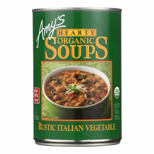 Amy's Organic Soup Vegetarian Hearty Italian Case Perspective: front