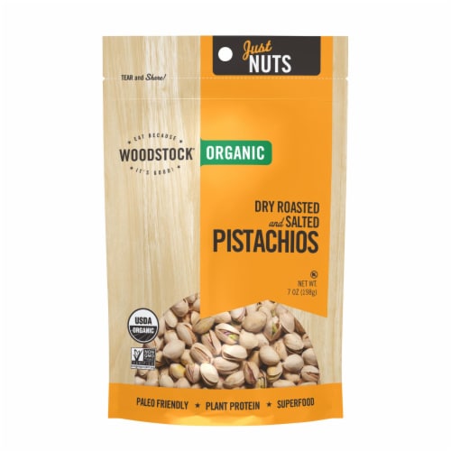 Woodstock Organic Dry Roasted and Salted Pistachios Perspective: front
