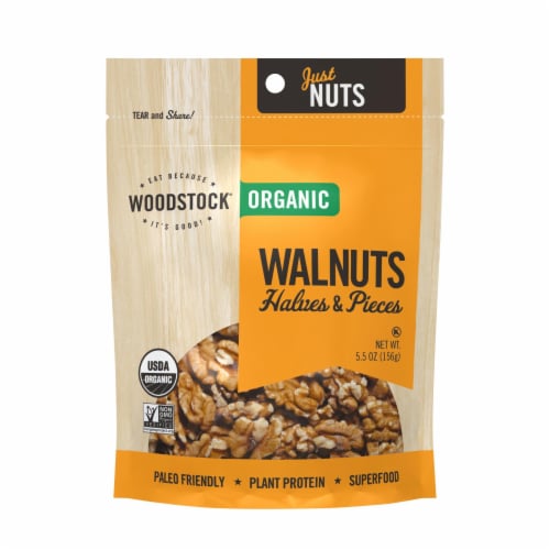 Woodstock Organic Walnuts Halves and Pieces - Case of 8 - 5.5 OZ Perspective: front