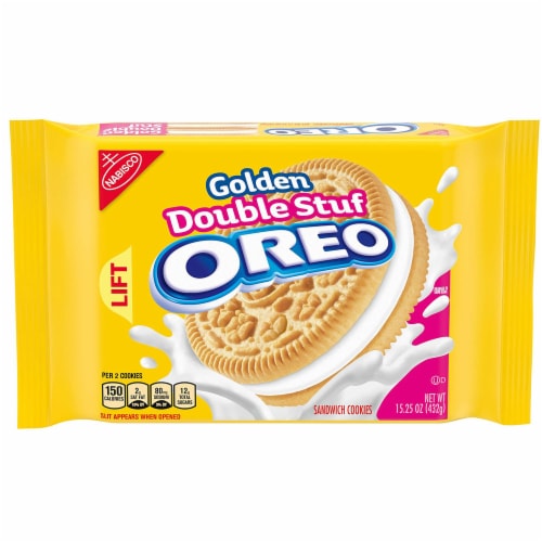 Oreo Golden Double Stuff Sandwich Cookies, 15.25 Ounce -- 12 per case. Perspective: front
