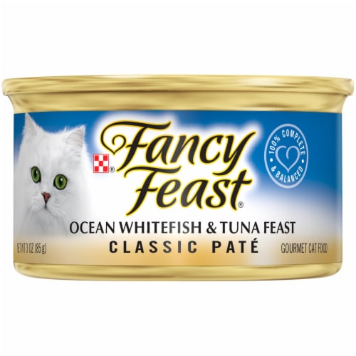 Purina Fancy Feast® Classic Pate Ocean Whitefish & Tuna Wet Cat Food Case Perspective: front