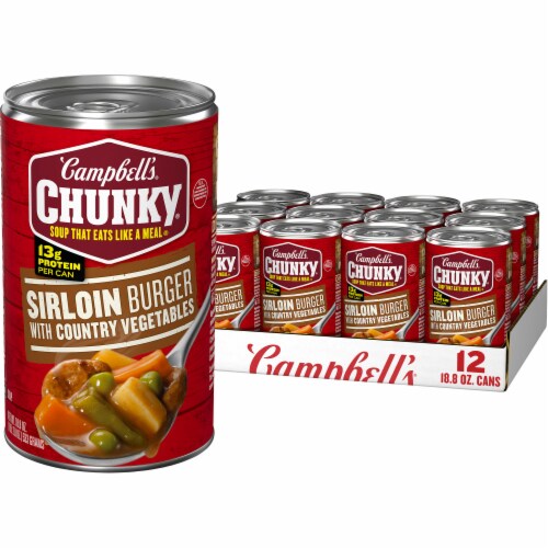 Campbell's Chunky Sirloin Burger with Country Vegetables Soup Case Sale Perspective: front