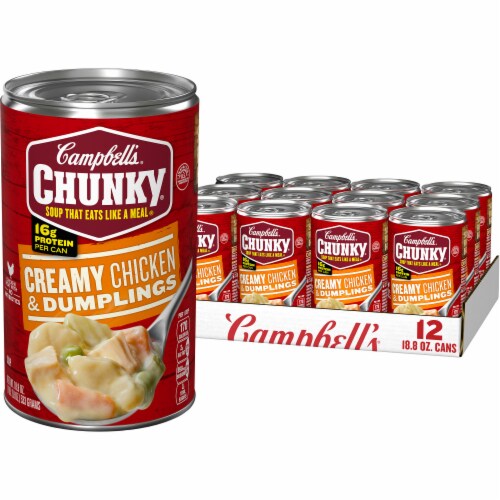 Campbell's Chunky Creamy Chicken & Dumpling Soup Case Lot Sale Perspective: front