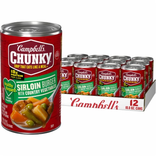 Campbell's Chunky Sirloin Burger with Country Vegetables Soup Case Sale Perspective: front
