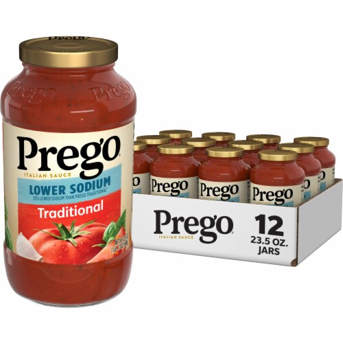 Prego Traditional Lower Sodium Pasta Sauce Case Sale Perspective: front