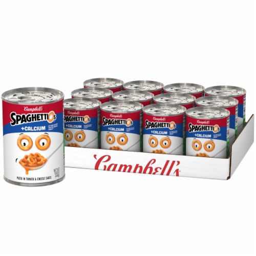 Campbell S Spaghettios Plus Calcium Pasta In Tomato And Cheese Sauce Case Sale 12 Ct 15 8 Oz Food 4 Less