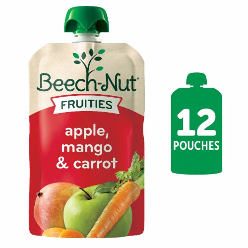 Beech-Nut Fruities Apple Mango & Carrot Puree Stage 2 Baby Food Pouch Perspective: front