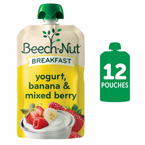 Beech-Nut Breakfast Yogurt Banana & Mixed Berry Stage 4 Baby Food Pouches Perspective: front