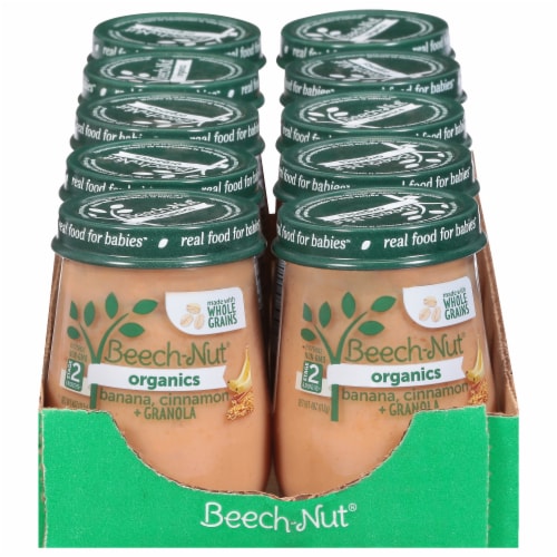 Beech-Nut Organic Banana Cinnamon & Granola Stage 2 Baby Food Perspective: front