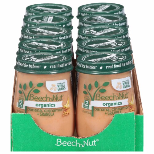 Beech-Nut Organic Banana Cinnamon & Granola Stage 2 Baby Food Perspective: front