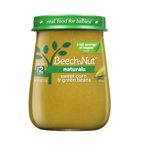 Beech-Nut Naturals Sweet Corn & Green Beans Stage 2 Baby Food Perspective: front