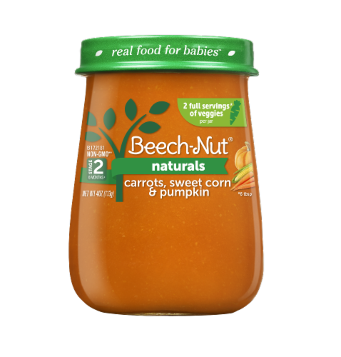 Beech-Nut Naturals Carrots Sweet Corn & Pumpkin Stage 2 Baby Food Perspective: front