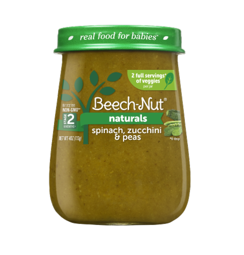Beech-Nut Naturals Spinach Zucchini & Peas Stage 2 Baby Food Perspective: front