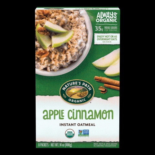 Nature's Path Hot Oatmeal - Apple Cinnamon - Case of 6 - 14 oz. Perspective: front