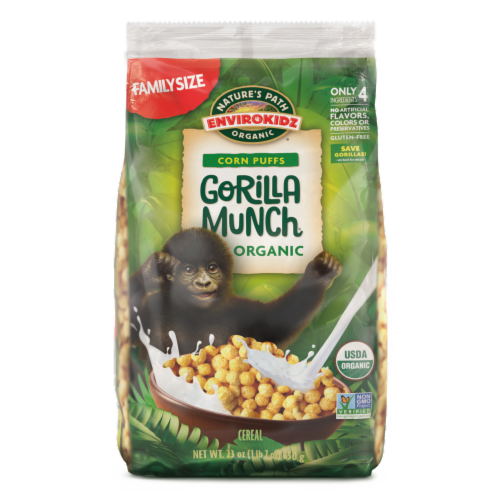 Nature's Path Envirokidz Gorilla Munch Organic Bag Cereal. Perspective: front