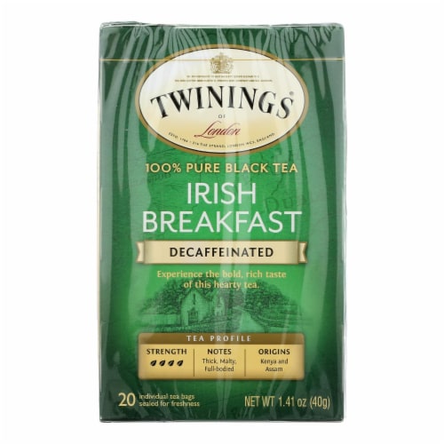 Twinings Tea Breakfast Tea - Irish Decaf - Case of 6 - 20 Bags Perspective: front