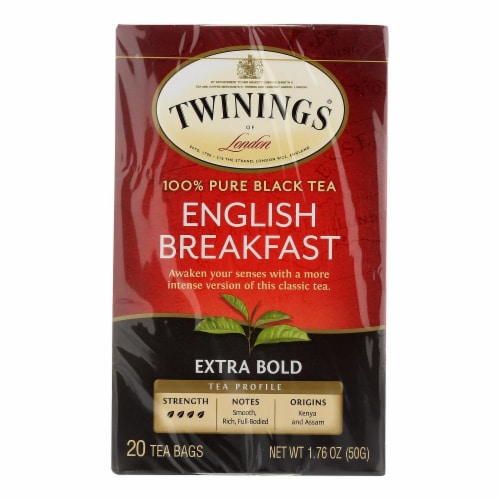 Twinings of London 100% Pure Black Tea English Breakfast Extra Bold 1.76oz (Pack of 6) Perspective: front