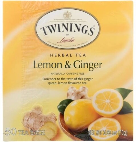 Twinings of London Herbal Tea Lemon & Ginger, 2.65oz (Pack of 6) Perspective: front